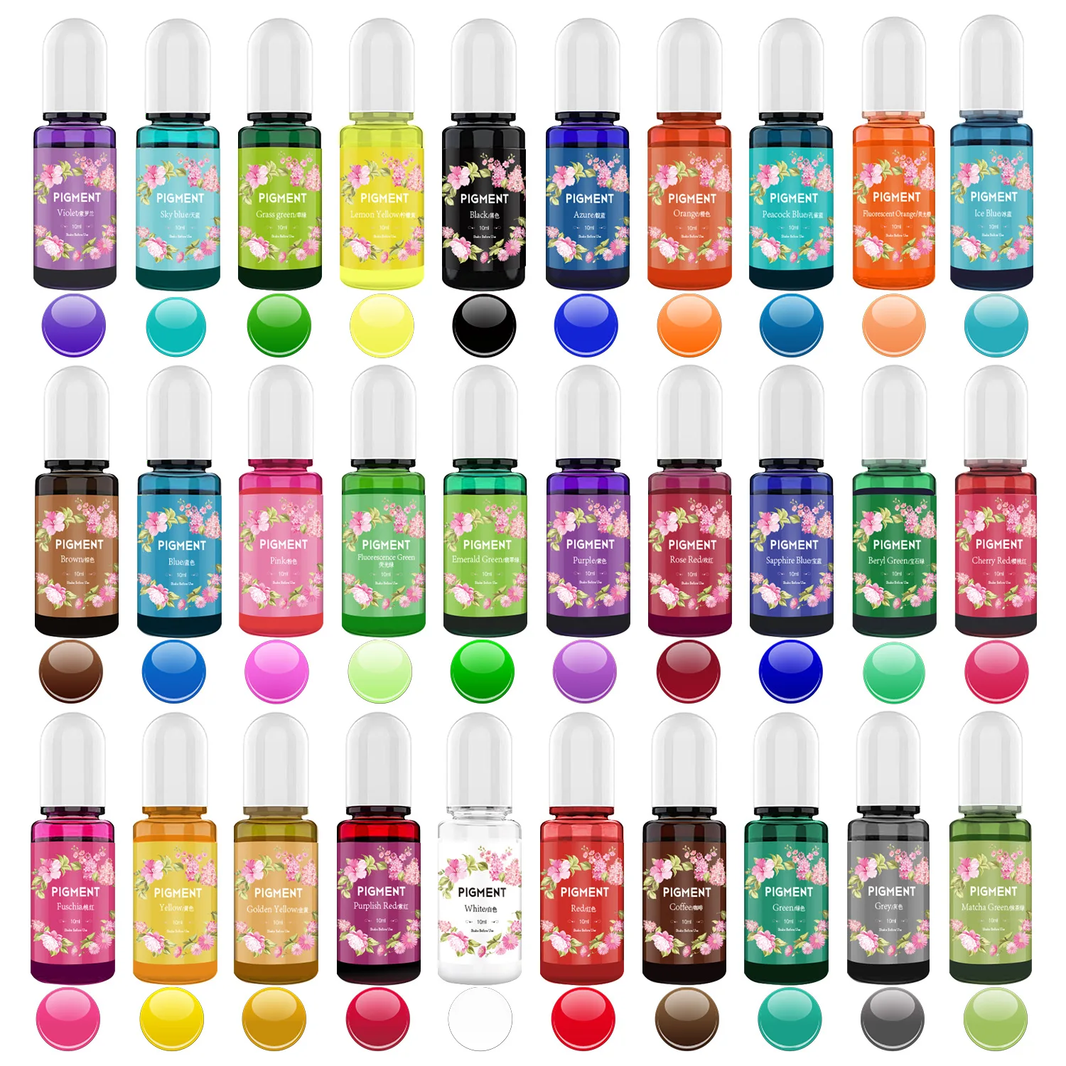 에폭시 수지 안료 30 색 액체 에폭시 UV 수지 염료 UV 수지 착색, DIY 수지 아트 쥬얼리 만들기 용 투명 착색제