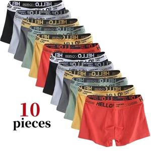 10Pcs 남자 복서와 팬티 패션 속옷 높은 스트레치 복서와 팬티 반바지 통기성 부드러운 남자 반바지 편안한