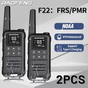 Baofeng F22 PMR FRS 미니 워키토키, 방수 C 타입 라이센스 프리 NOAA 휴대용 양방향 햄 라디오, 사냥용 2 개
