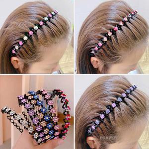 미끄럼 방지 라인 석 Hairbands 탄성 꽃 패션 진주 여성 헤어 후프 밴드 머리띠 베젤 소녀 헤어 액세서리 머리 장식