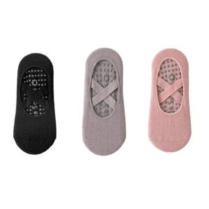 요가 양말 3켤레, 가을 겨울 두꺼운 미끄럼 방지 양말, 초보자를 위한 필라테스 여성용 실내 바닥 댄스 양말