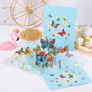1pcs 3D 나비 팝업 카드, 발렌타인 데이, 어머니, 기념일, 청첩장 인사말, 생일 선물, 감사합니다