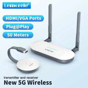 Lemorele 무선 HDMI 비디오 송신기 및 HDMI/VGA 수신기 확장기 디스플레이 어댑터 TV 모니터 프로젝터 스위치 PC 용 동글