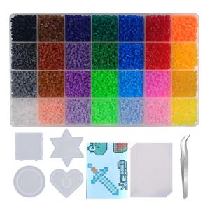 28 색상 2.6mm/5mm 세트 철 구슬 녹는 구슬 픽셀 아트 퍼즐 DIY 3D 퍼즐 장난감 수제 장식 퓨즈 비즈 키트