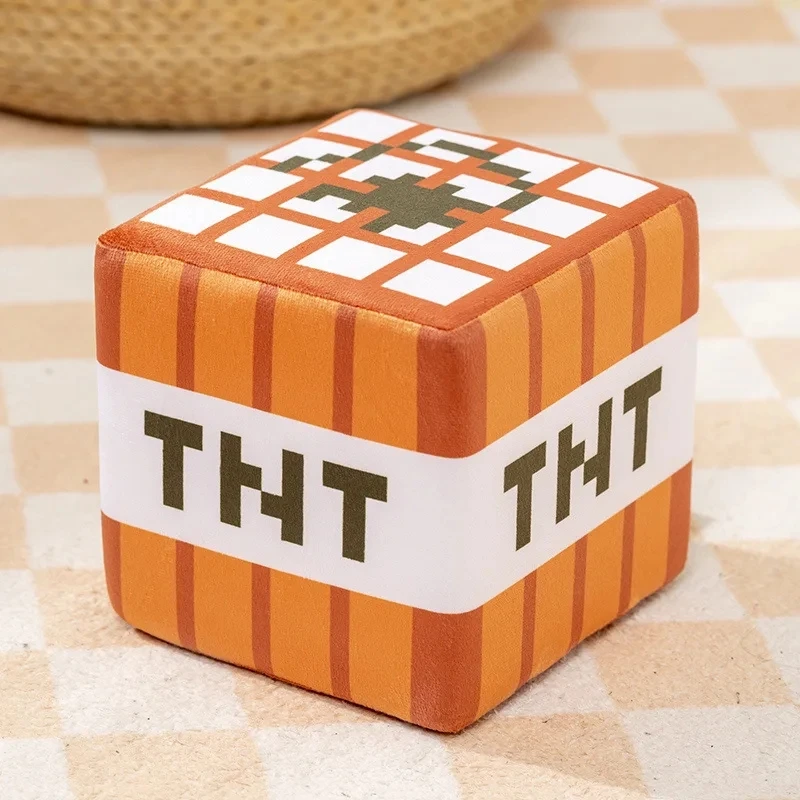 새로운 TNT 플러시 베개 큐브 폭탄 장난감 열쇠 고리 펜던트 부드러운 플러시 인형 장난감 어린이를위한 크리스마스 생일 선물