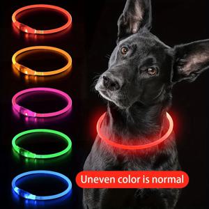 애완 동물 강아지 LED 라이트 칼라 빛나는 분실 방지 개 목걸이 USB 충전식 개 목걸이 목걸이