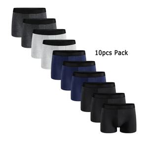 10Pcs 팩 남자 팬티 솔리드 컬러 속옷 남성 브랜드 복서와 속옷 옴므 럭셔리 세트 반바지 박스 슬립 키트