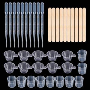수지 혼합 주조 도구 키트 10 혼합 컵 10 측정 컵 10 나무 스틱 10 Droppers DIY 공예 보석 만들기