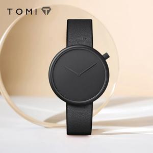 TOMI 여성용 미니멀리스트 스타일 가죽 시계 여성용 소형 디스크 스케일리스 패션 시계 미니멀리스트 여성용 레저 쿼츠 시계