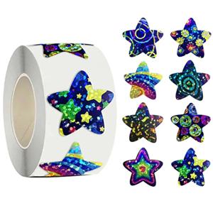 500Pcs/Roll 만화 우주 공간 스타 보상 스티커 8 디자인 별이 빛나는 하늘 2.5cm/1.0in 학습 보상 게임 파티 선물 인감