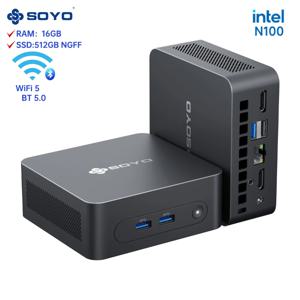 SOYO M2 PLUS 2 미니 PC Intel Alder Lake N100 Windows 11 Pro 미니 PC 16GB DDR4 512GB PCIe M.2 SSD WiFi 5 BT5.0 데스크탑 컴퓨터