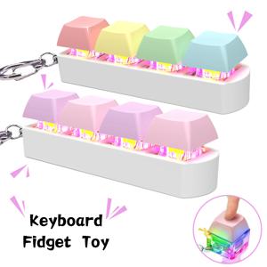 LED 키보드 키 장난감 스트레스 릴리프 DIY Fidget 버튼 Keycap Fidget 키 체인 키보드 키 체인 장난감 손가락 키보드 모자 장난감 선물