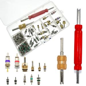 102Pcs 자동차 에어컨 밸브 코어 구색 A/C AC Shrader 밸브 코어 및 도구 R134 R12 HVAC 밸브 키트 자동차 액세서리