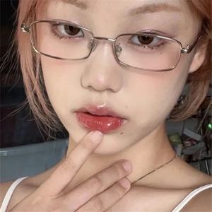 Y2K 하라주쿠 작은 사각형 프레임 안경 여성 레트로 금속 안경 투명 스펙터클 장식 안경