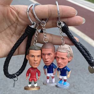 유럽 ​​컵 포르투갈 크리스티아누 호날두 인형 Mbappé Messi Da Rocaine Mullekanter 손으로 만든 인형 키 체인
