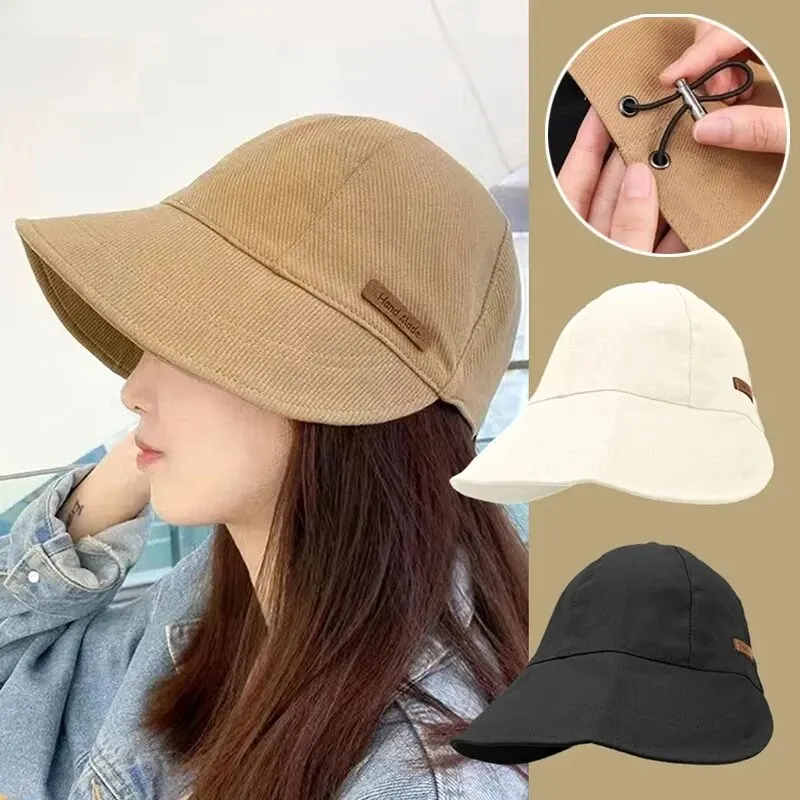 여성용 접이식 Sunhat 여름 야외 해변 어부 모자 선 스크린 UV 보호 모자 조정 가능한 코튼 와이드 브림 버킷 캡