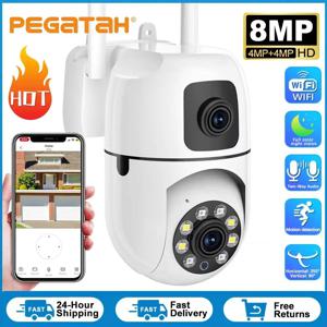 8MP HD Wifi 감시 PTZ 카메라 야외 4MP 듀얼 렌즈 듀얼 스크린 AI 자동 추적 IP 보안 보호 카메라 CCTV 비디오
