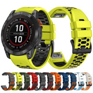 QuickFit 22mm 26mm 스포츠 통기성 실리콘 스트랩 Garmin Fenix ​​7X 7 Pro 6X 6 5 5X Plus/Epix 2 47mm 51mm 팔찌 시계 밴드