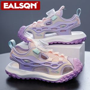 어린이 여름 신발 여아 야외 보호 발가락 비치 샌들 워터 슈즈, 캐주얼 핑크 미끄럼 방지, 통기성 어린이 신발
