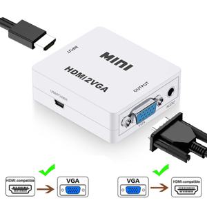 오디오가있는 HDMI-VGA 변환기 VGA-HDMI 변환기 노트북 Xbox360 DVD PS3 PC HD 1080P TV 박스 프로젝터 용 HDMI 어댑터