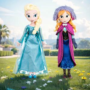 50cm 애니메이션 냉동 봉제 공주 안나 카와이 인형 스노우 퀸 공주 안나 엘사 소프트 인형 장난감 소녀 생일 선물