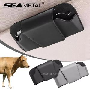 SEAMETAL 소가죽 선 바이저 안경 홀더 프리미엄 가죽 내마모성 선글라스 보호 상자 자동 안경 보관 케이스