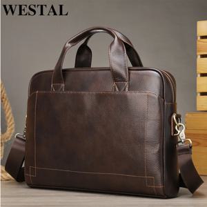 WESTAL 남성용 정품 가죽 노트북 가방 남성용 서류 가방 사무용 가방 남성용 천연 가죽 서류 가방 Porte-Documents Bags 5006