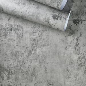 1PC 55CM 와이드 산업 바람 자체 접착 벽지 시멘트 회색 스티커 방수 레트로 오래된 얼룩덜룩 한 어두운 회색 벽지