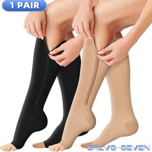 압축 양말 지퍼 패션 여성 남성 통증 완화 무릎 높은 지퍼 다리 지원 무릎 삭스 오픈 발가락 솔리드 컬러 양말 YSZ02