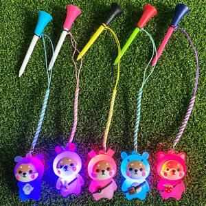 깜박이는 빛으로 1Pcs 골프 고무 티 만화 귀여운 땋은 밧줄 야외 골프 액세서리와 손실 골프 공 홀더 방지