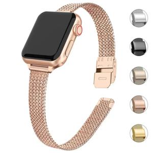 Apple Watch 용 슬림 팔찌 금속 밴드 8 7 6 SE 5 4 3 38 40 41 45 49MM iwatch 42 44MM 용 울트라 스테인레스 스틸 밀라노 스트랩