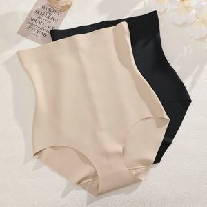 FINETOO 1Pc 2024 여성을위한 새로운 높은 허리 꽉 배꼽 얼음 실크 속옷 원활한 얇은 강한 산후 꽉 배꼽 모양 바지