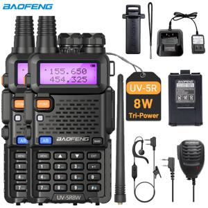 1/2X Baofeng UV-5R 8W 트라이 파워 워키 토키 고출력 듀얼 밴드 장거리 128CH 휴대용 핸드 헬드 UV 5R 햄 양방향 라디오
