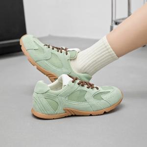 여성용 정품 가죽 스니커즈, 레트로 패션, 캐주얼 플랫, 레이스업 독일 트레이닝 슈즈, 용수철 여름, 2025 신상