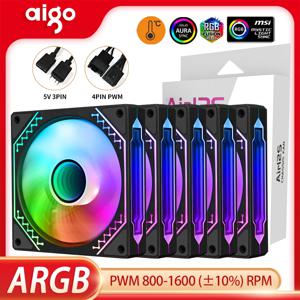 Aigo Air12s PC 케이스 팬 12cm 4Pin 5V 3Pin ARGB 순환 거울 조명 효과 PWM CPU 120mm 냉각 팬 무한 공간 Ventilador