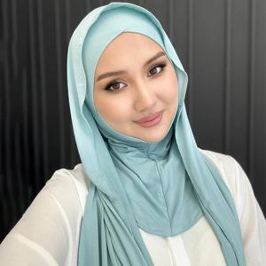 원피스 인스턴트 랩 히잡 골지 저지 스카프 인스턴트 히잡 패션 이슬람 히잡(풀 커버 캡 포함)
