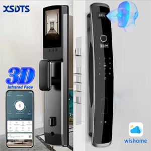 XSDTS 3D 생체 인식 보안 얼굴 카메라 스마트 도어 잠금 장치 디지털 암호 전자 키 IC 카드 APP 잠금 해제 지문 잠금 장치