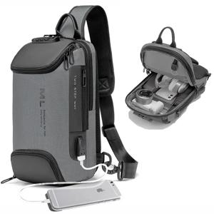남자 패션 도난 방지 잠금 다기능 어깨 가방 USB 충전 슬링 Crossbody 여행 메신저 가슴 가방 팩 남성용