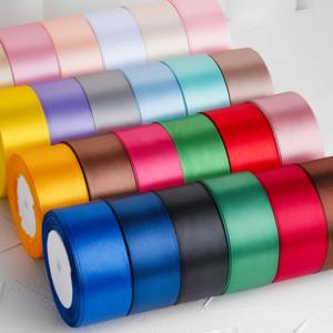 22 미터 6mm-40cm 새틴 리본 공예 활 DIY 선물 포장 와인 레드 오렌지 옐로우 그린 블루 퍼플 블랙 그레이 골드 화이트 리본