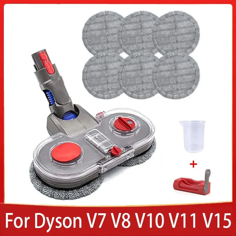 다이슨 V7 V8 V10 V11 V15 진공 청소기용 걸레 헤드 분리형 물 탱크 및 재사용 가능한 걸레 패드 6개가 포함된 전기 걸레 부착물