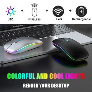 무선 마우스 게임용 마우스 백라이트 USB 호환 RGB 충전식 마우스 노트북 PC 용 자동 백라이트 인체 공학적 게임용 마우스