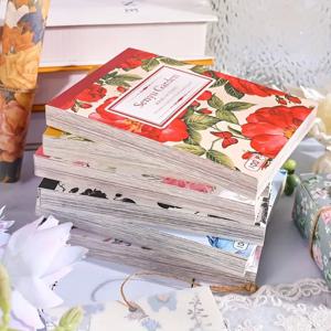 100pcs 빈티지 다채로운 장미 꽃 패턴 스크랩북 종이 꽃 패턴 종이 총알 정크 플래너 미적 장식