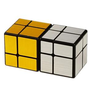 QiYi 미러 2x2 매직 큐브 퍼즐 스피드 매직 큐브 골든/실버 스티커 큐브 어린이를위한 장난감