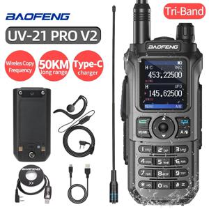Baofeng UV-21 Pro 워키 토키 무선 복사 주파수 999CH 트라이 밴드 충전기 TYPE-C UV-5R Ham Radio 용 장거리 NOAA