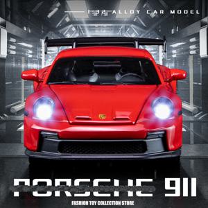 1: 32 Parsche 911 GT3 스포츠 합금 자동차 모델 다이캐스트 장난감 소리와 가벼운 차량 장식 장난감 어린이 선물