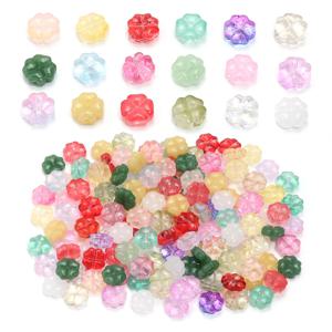 50 개/몫 유리 네 잎 클로버 모양 구슬 투명 Lampwork 구슬 DIY 쥬얼리에 대 한 느슨한 스페이서 비즈 팔찌 만들기