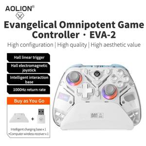 충전 도크가 있는 Aolion K10 게임 컨트롤러 Nintend Switch/PC/Phone 용 RGB 무선 게임 패드 홀 효과 조이스틱 트리거