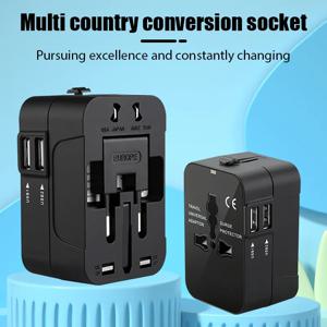 글로벌 범용 변환 여행 플러그 USB 소켓 EU 미국 AC 전원 어댑터 변환기 어린이 보호 안전 커버 잠금 장치