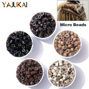100Pcs 헤어 익스텐션 비즈 실리콘 라이닝 마이크로 링 베이지 블랙 헤어 마이크로 루프 5*3*3Mm 링크 헤어 용 마이크로 나노 링
