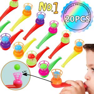 20PCS 일시 중단 된 블로우 파이프 블로우 볼로드 게임 어린이 균형 훈련 플로팅 블로잉 볼 매직 매달려 가족 키즈 장난감